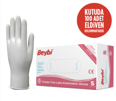 S - Beden Pudrasız Lateks Muayene Eldiveni - 100'lük Kutu