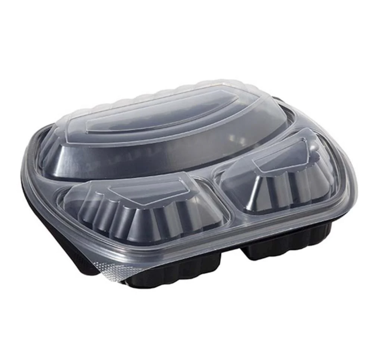 3 bölmeli kaliteli  Kebap ve gıda Kabı Üç Bölme Kapaklı Mikrodalga Fırına ısıtmaya Uygun 50 Adet