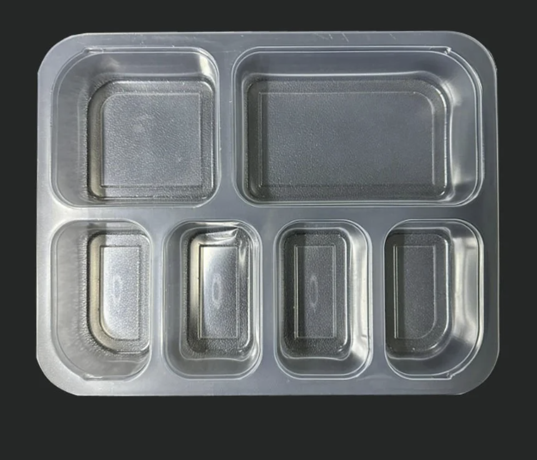 6 Bölmeli Üst Film Kapamalı dayanıklı  Şeffaf Gıda Kabı Hijyenik ve Pratik Sunum Çözümü