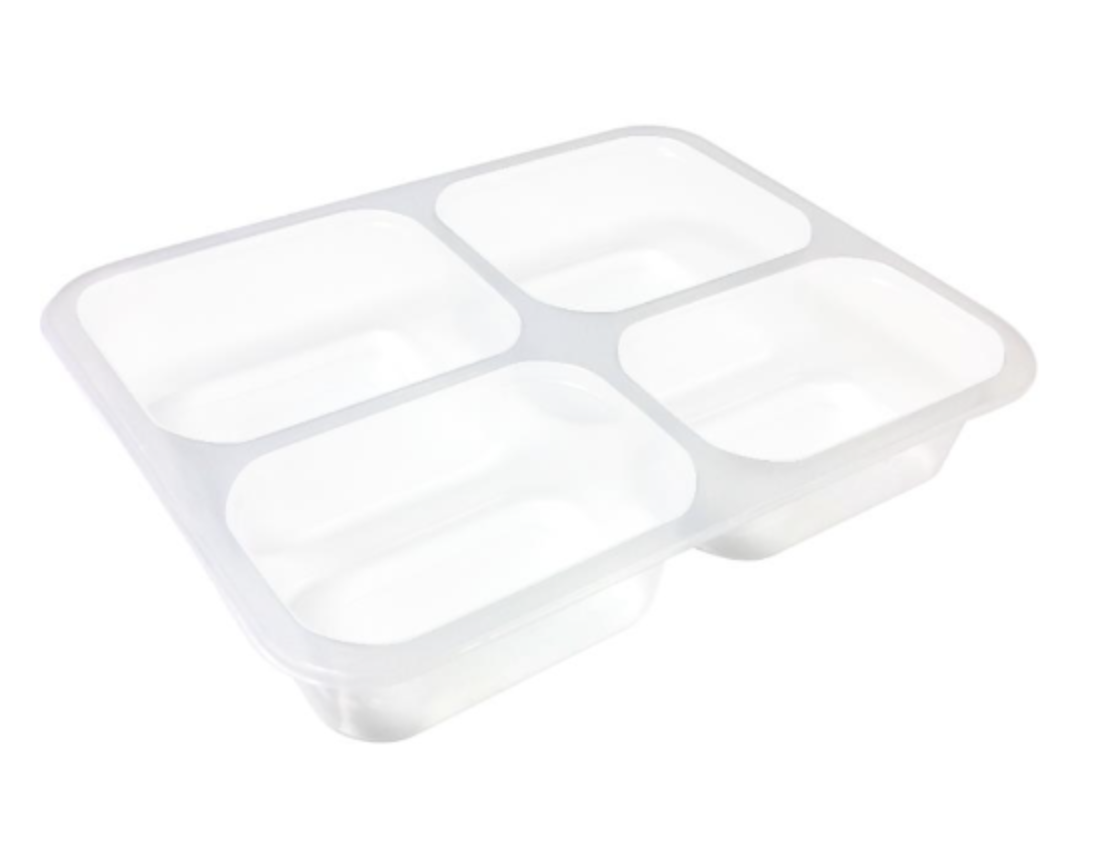 4 Bölmeli Üst Film Kapamalı dayanıklı  Şeffaf Gıda Kabı Hijyenik ve Pratik Sunum Çözümü