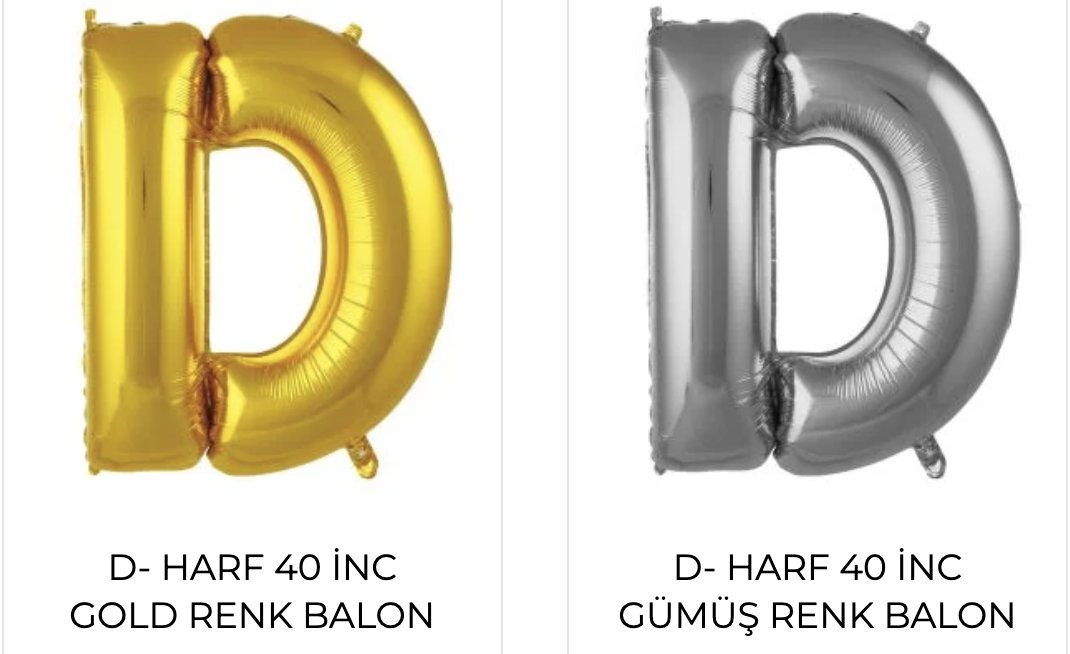 D- HARFİ  40 inç ( 100 cm )  Helyum Folyo Balon