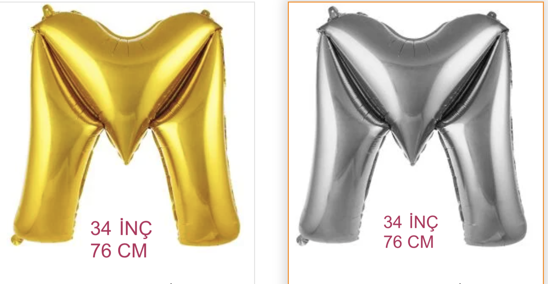 34 inç ( 76 cm )  Helyum Folyo Balon