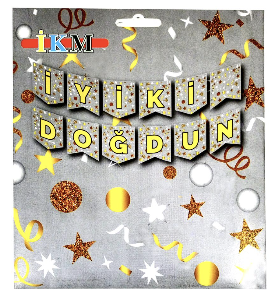 BÜYÜK BANNER İYİKİ DOĞDUN GÜMÜŞ UZAR YAZI