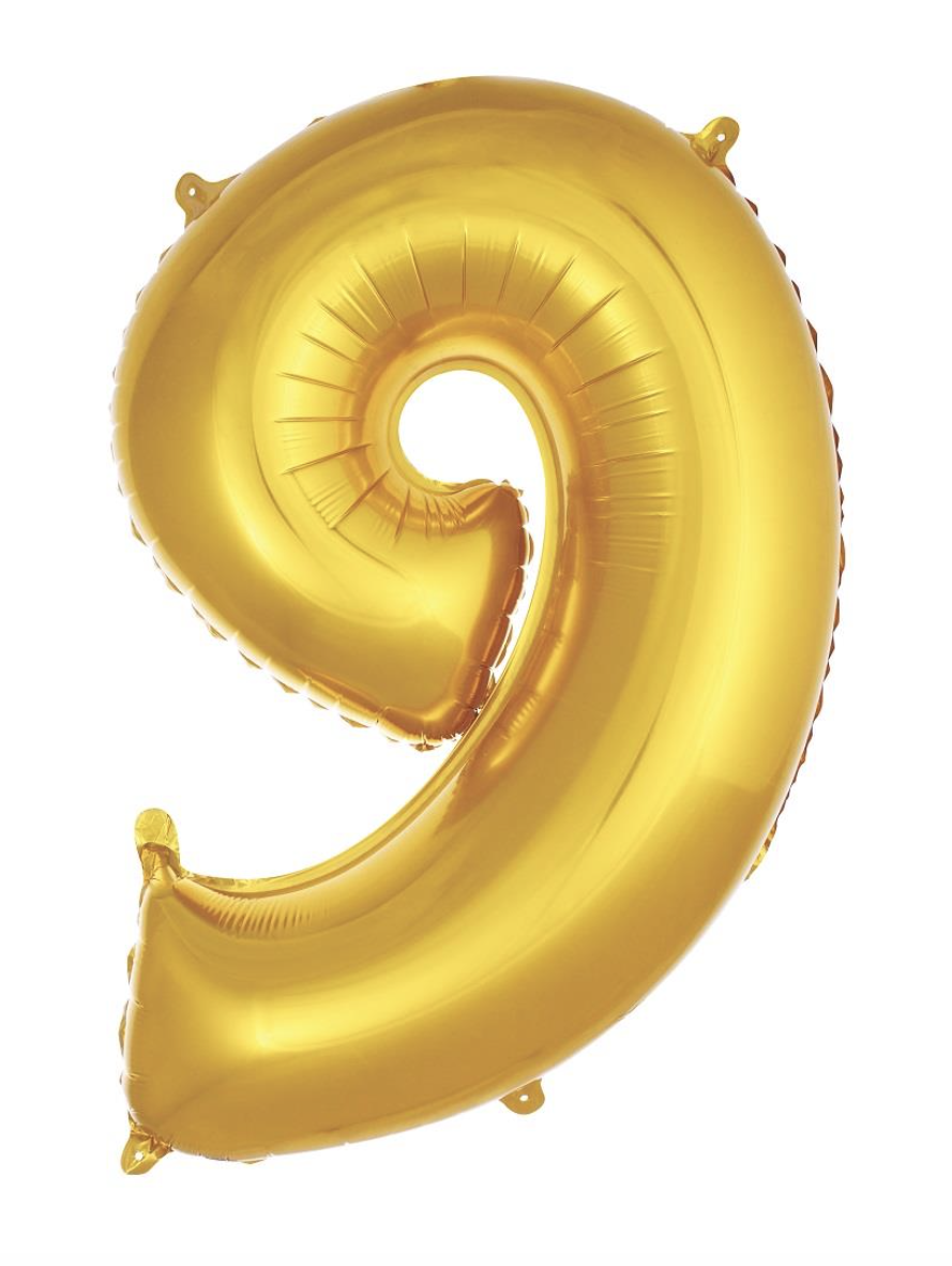 9  RAKAM FOLYO BALONLAR HELYUM UYUMLU  40 İNÇ 100 CM