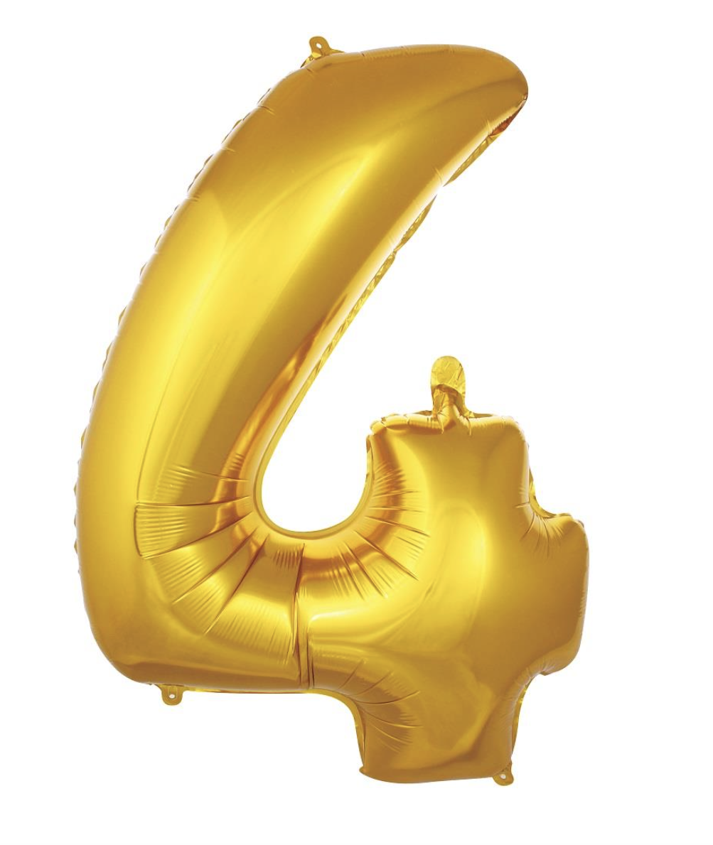 4 RAKAM FOLYO BALONLAR HELYUM UYUMLU 40 İNÇ 100 CM