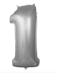1 RAKAM   34''  76 CM  FOLYO BALONLAR HELYUM SİLVER-GÜMÜŞ