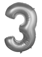 3 RAKAM  34''  76 CM  FOLYO BALONLAR HELYUM SİLVER-GÜMÜŞ