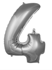 4 RAKAM  34''  76 CM FOLYO BALONLAR HELYUM SİLVER-GÜMÜŞ