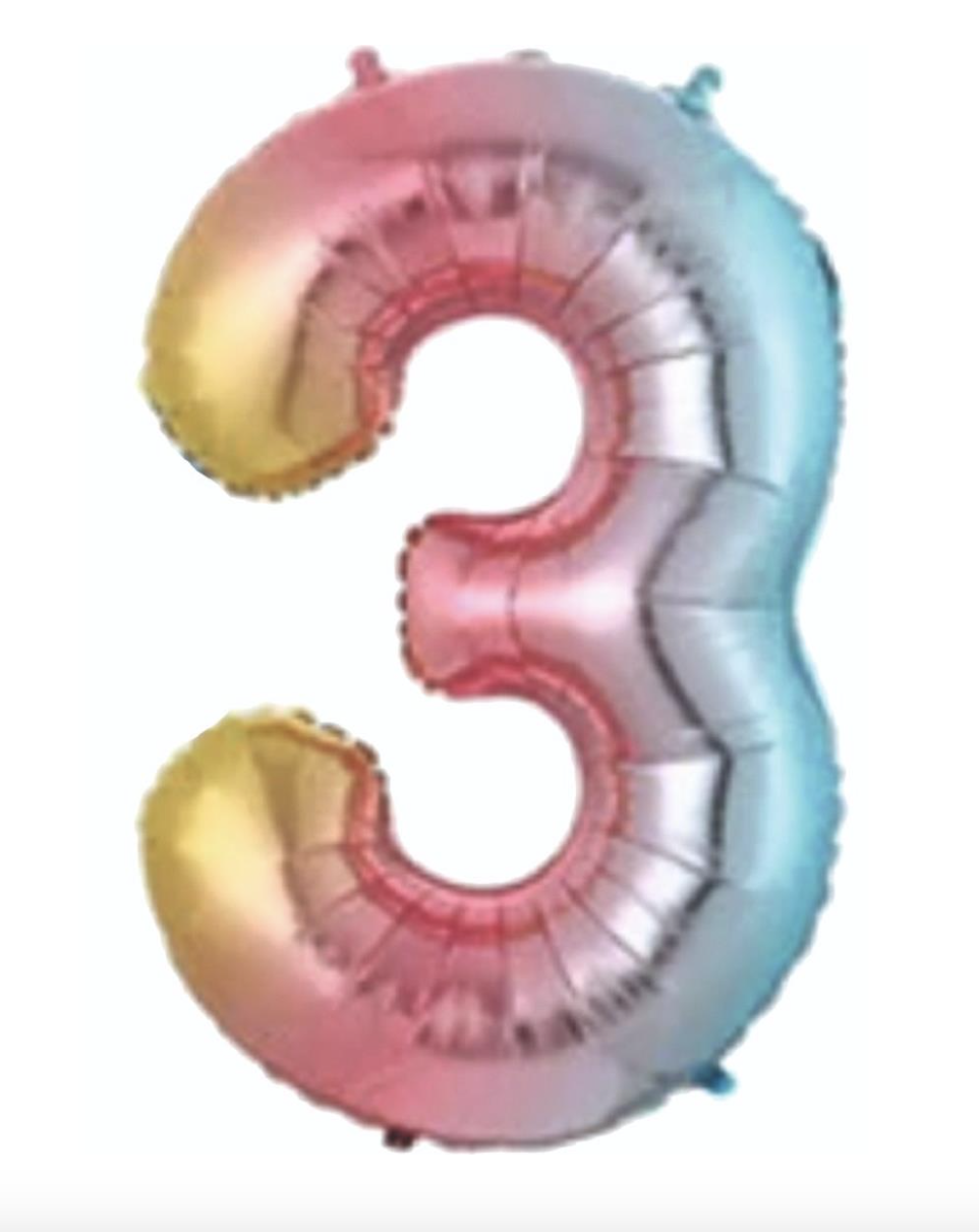 3 RAKAM FOLYO BALONLAR HELYUM UYUMLU 34 İNÇ 76 CM