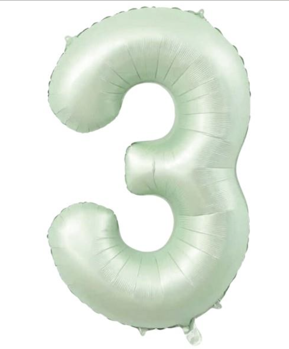 3- RAKAM 34 İNC RETRO YEŞİL RENK BALON 76 CM HELYUM UYUMLU