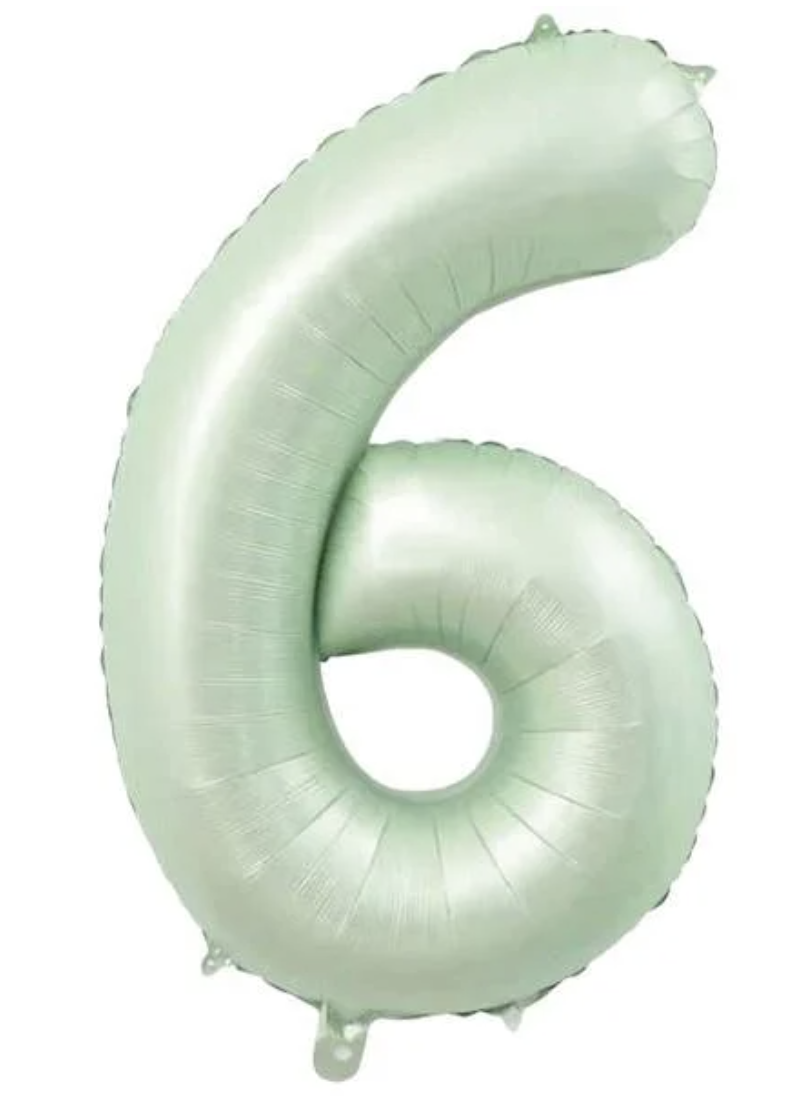 6- RAKAM 34 İNC RETRO YEŞİL RENK BALON 76 CM HELYUM UYUMLU