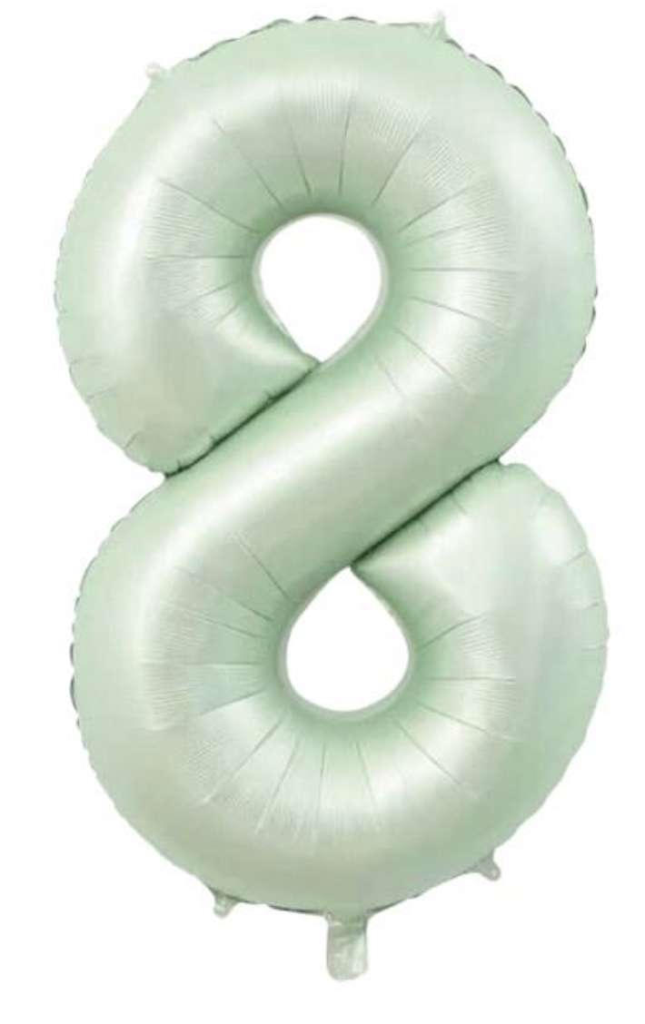 8- RAKAM 34 İNC RETRO YEŞİL RENK BALON 76 CM HELYUM UYUMLU