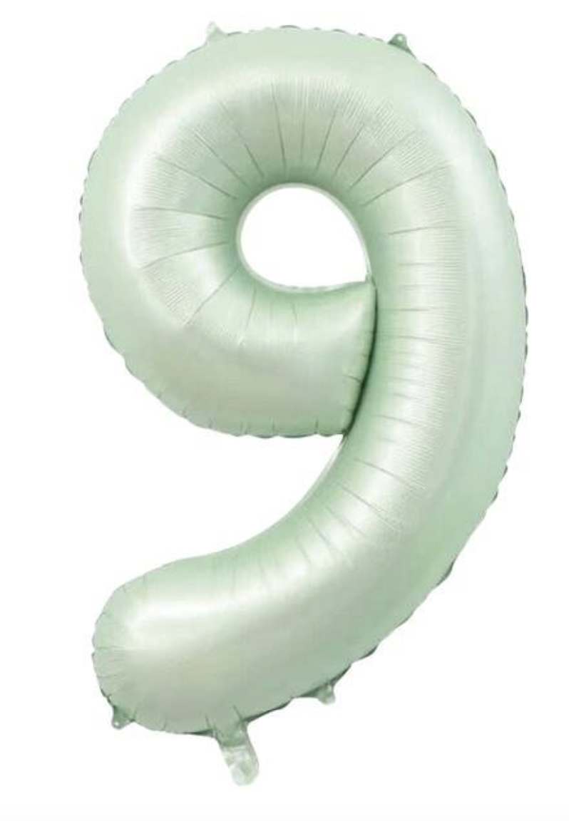 9 - RAKAM 34 İNC RETRO YEŞİL RENK BALON 76 CM HELYUM UYUMLU