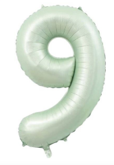 9 - RAKAM 34 İNC RETRO YEŞİL RENK BALON 76 CM HELYUM UYUMLU