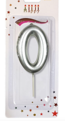 ORTA BOY 0 RAKAM  GÜMÜŞ MUM 10CM