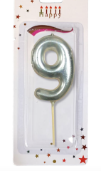 ORTA BOY  9 RAKAM  GÜMÜŞ  MUM 10CM