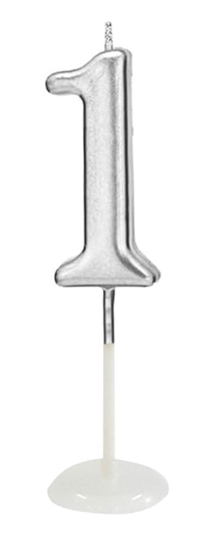 KÜÇÜK BOY 1 RAKAM GÜMÜŞ MUM 8CM