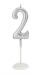 KÜÇÜK BOY 2 RAKAM GÜMÜŞ MUM 8CM