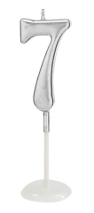 KÜÇÜK BOY 7  RAKAM GÜMÜŞ MUM 8CM
