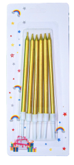 6 LI İNCE UZUN GOLD MUM 13CM