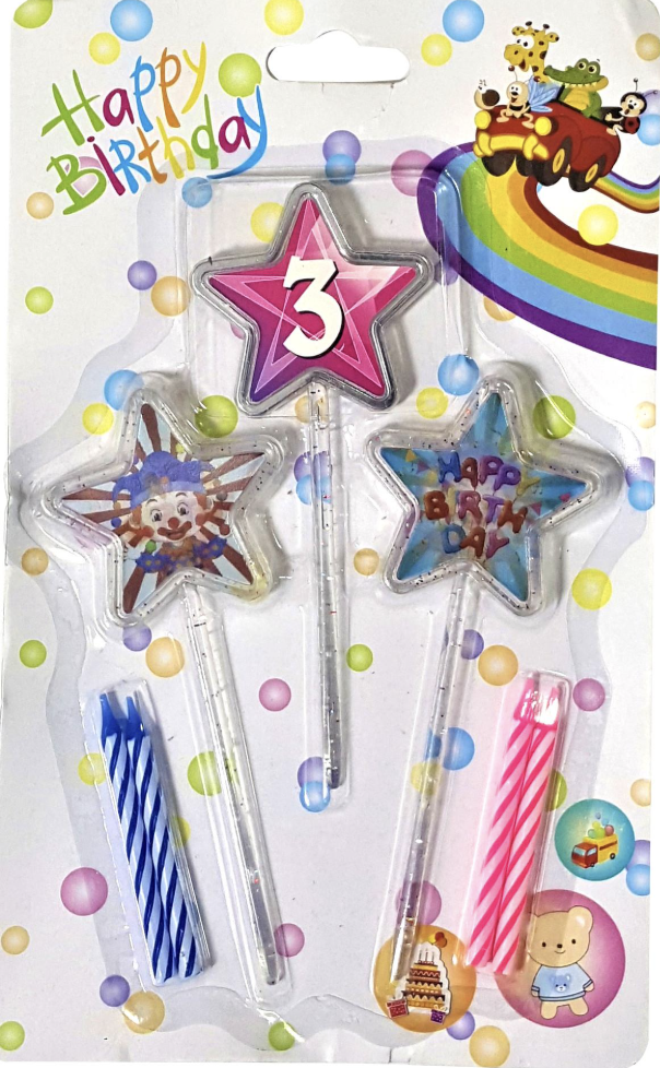 3D GÖRÜNÜMLÜ MUM 3 YAŞ YILDIZ MODELİ PEMBE 12.5CM