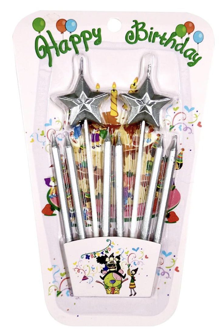 2 Lİ ÇUBUKLU YILDIZ GÜMÜŞ MUM