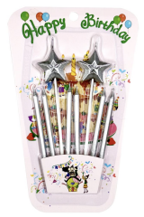 2 Lİ ÇUBUKLU YILDIZ GÜMÜŞ MUM