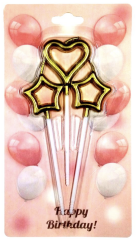 3 LÜ ÇUBUKLU ORTASI BOŞ 1 KALP 2 YILDIZ GOLD MUM