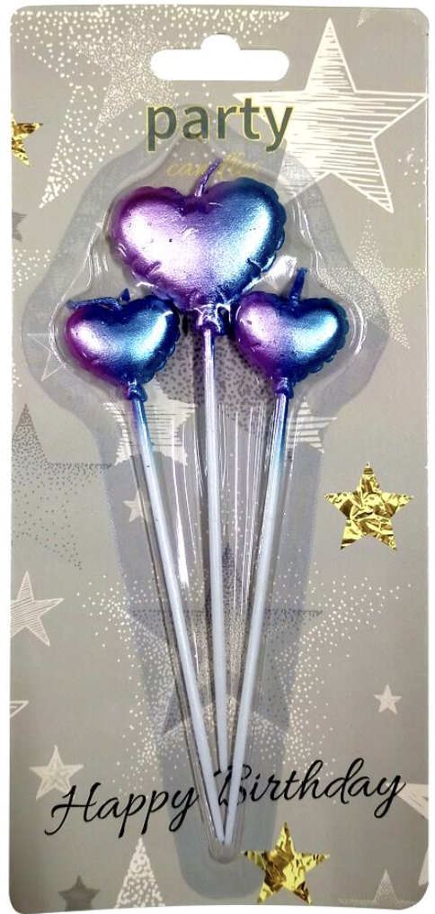 3 LÜ ÇUBUKLU GÖKKUŞAĞI KALP FİGÜRLÜ MUM