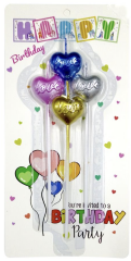 4 LÜ ÇUBUKLU LOVE KALP RENKLİ MUM
