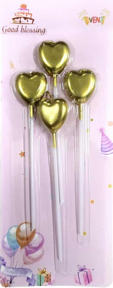4 LÜ ÇUBUKLU KALP GOLD MUM 13.5CM
