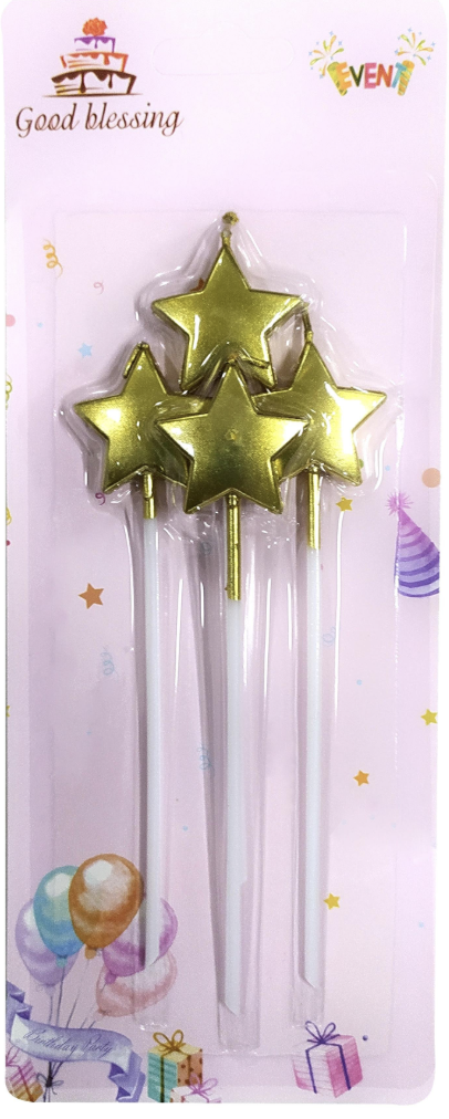 4 LÜ ÇUBUKLU YILDIZ GOLD MUM 13.5CM