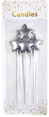 4 LÜ ÇUBUKLU YILDIZ GÜMÜŞ MUM 13.5CM