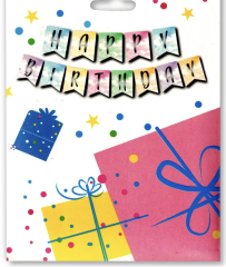 KÜÇÜK BANNER VARAKLI MAKARON RENKLİ GÜMÜŞ HAPPY BİRTHDAY UZAR YAZI