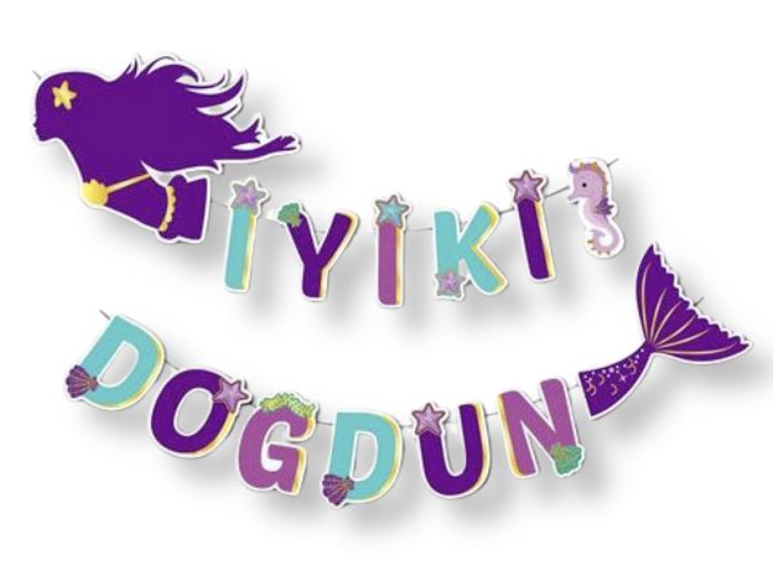 3D KALOGRAFİ DENİZ KIZI İYİ DOĞDUN UZAR YAZI