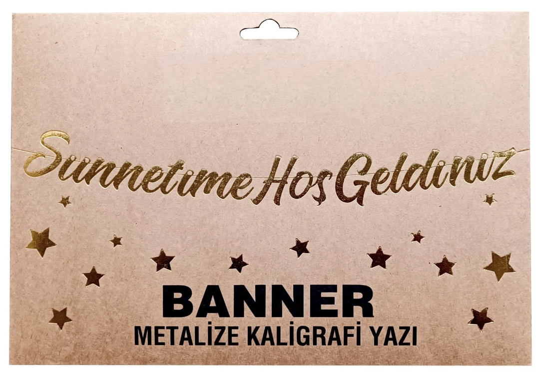 BANNER EL YAZILI SÜNNETİMİZE HOŞGELDİNİZ GOLD UZAR YAZI